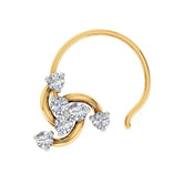 18k Yellow Gold Round Brilliant Cut Chic Diamond Nose Pin with Wire of 0.05 Carat